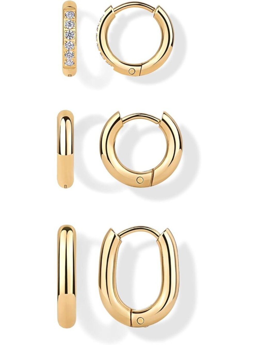 Waterproof Huggie Hoop Earrings Set of 3 for Women | Stylish & Durable Piercing